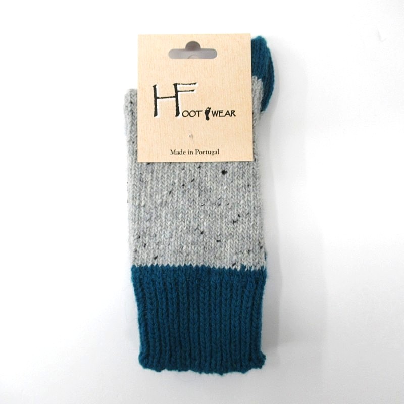 H FOOT WEAR【ポルトガル製】 ネップバイカラーソックス PETROL*OFF (NEP)